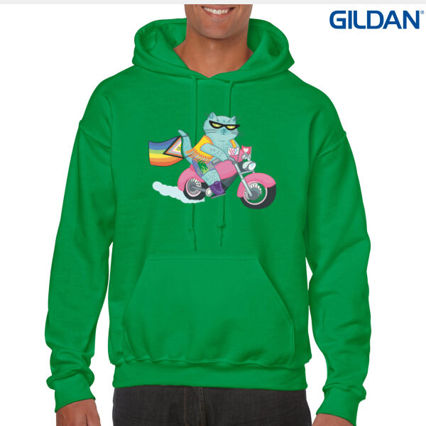 Biker Cat [Gildan Heavy Blend Adult Hooded Sweatshirt] Thumbnail