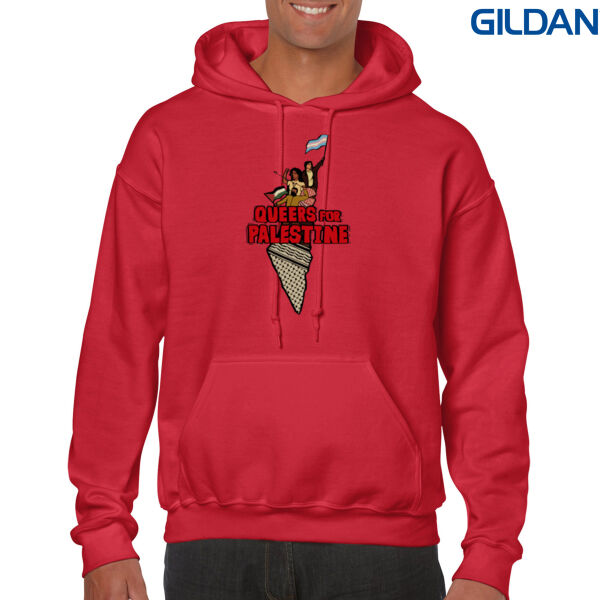 Queers For Palestine [Gildan Heavy Blend Adult Hooded Sweatshirt] Thumbnail